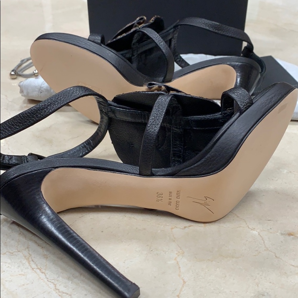 GIUSEPPE ZANOTTI SARAGE LARGE FLOWER LEOPARD PONY HAIR PLATFORM SANDALS EU 38.5 - Picture 8 of 8